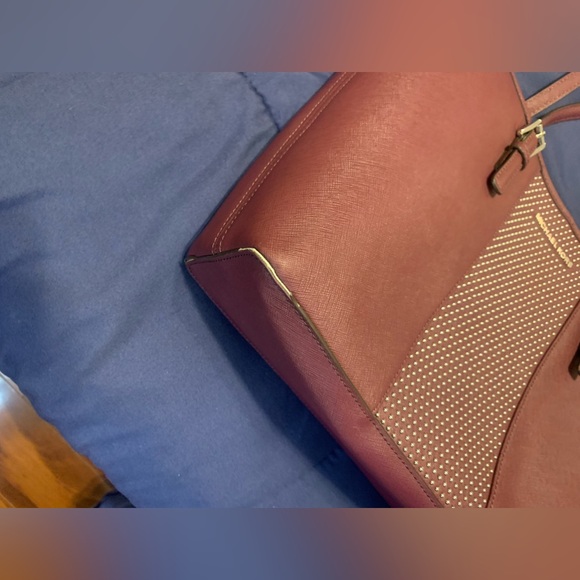 Michael Kors Precious Plum Saffiano Leather Tote Silver Stud Great Condition - Picture 9 of 15